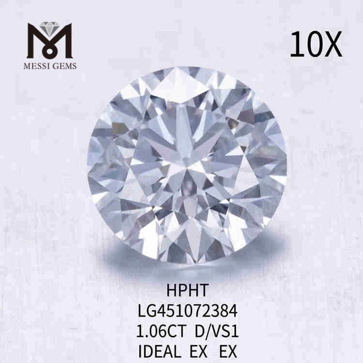 1,06 ct D diamante feito pelo homem VS RD diamante solto cultivado em laboratório HPHT