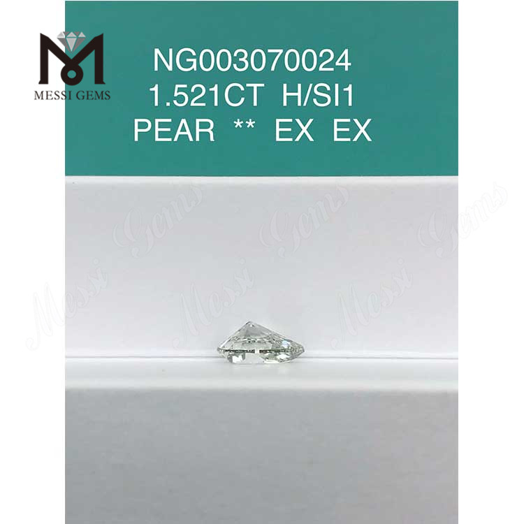 H SI1 PEAR diamantes cultivados em laboratório 1,521 ct