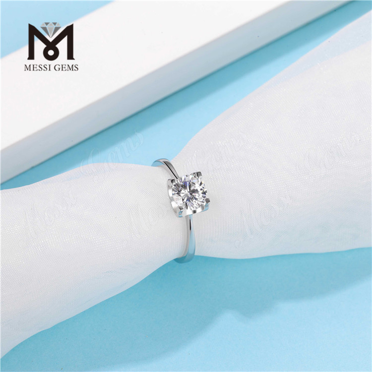 Messi Gems noivado 1 quilate moissanite diamante 925 anéis de prata esterlina mulheres para casamento