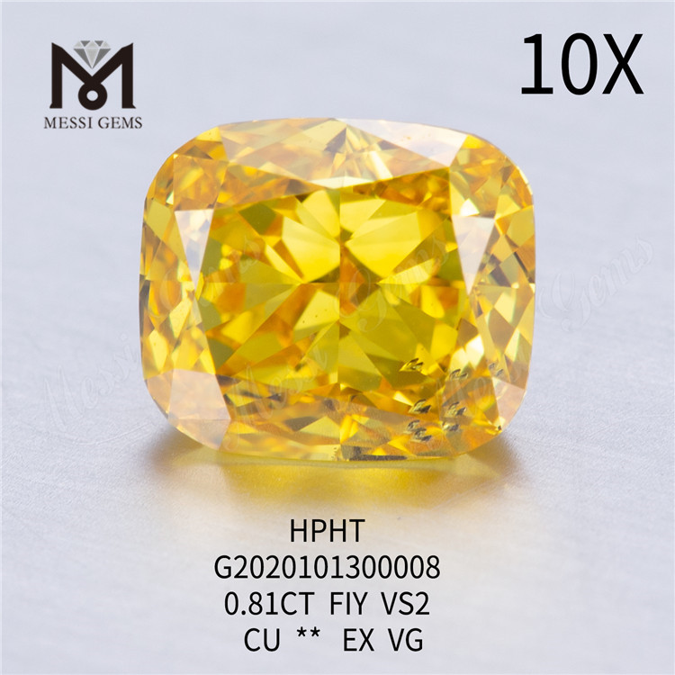 0,81 quilates FiY diamantes cultivados em laboratório cor Cushion cut VS2