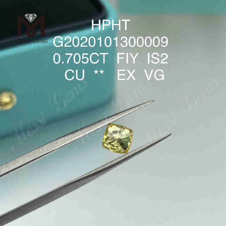 0,705 ct diamantes criados pelo homem FIY corte almofada SI2