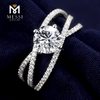 Torção anel de casamento de diamante de laboratório sólido de ouro 14k para mulheres novos designs