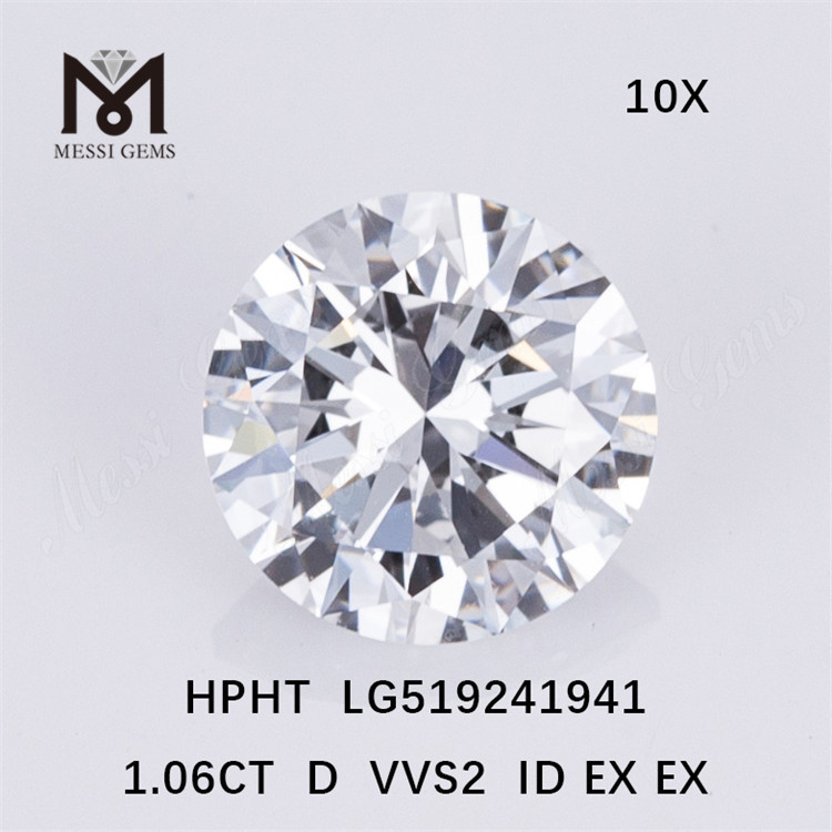 Diamantes sintéticos VVS de 1,06 quilates Ronnd Cut HPHT D diamante de laboratório colorido em estoque