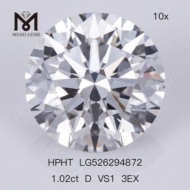 1.02ct HPHT Diamond D VS1 3EX Diamante Sintético Preço de Fábrica