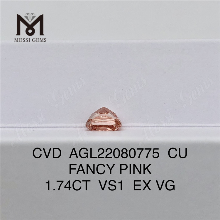 1,74 CT FANCY PINK VS1 EX VG CU diamante de laboratório CVD AGL22080775 