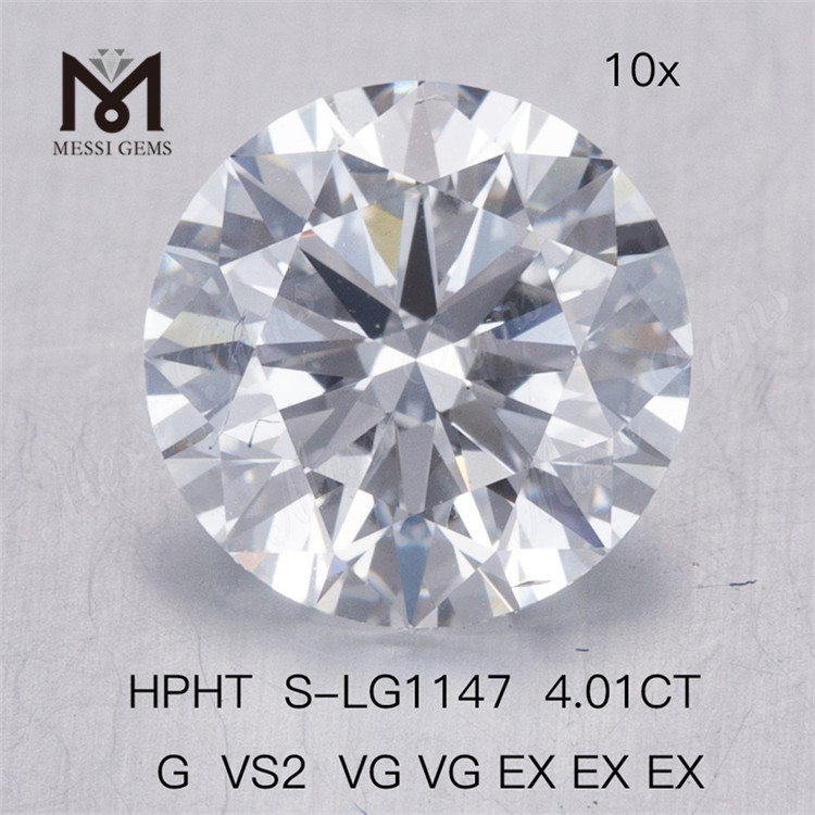 Diamante de laboratório HPHT 4,01 ct G VS2 VG VG EX EX EX diamantes cultivados em laboratório por atacado