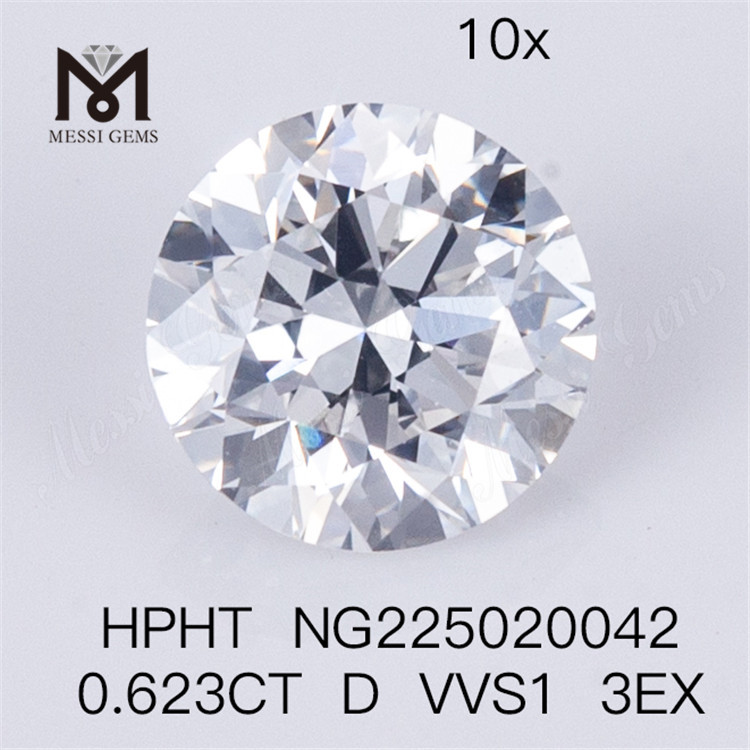 Diamante de laboratório de forma redonda HPHT 0,623CT D VVS1 3EX Diamante feito pelo homem