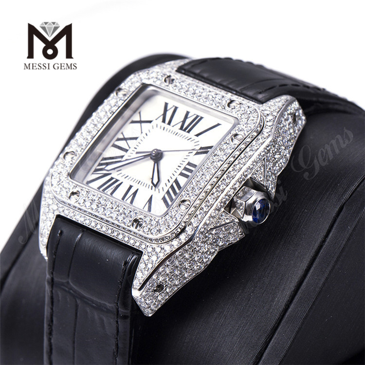 Relógio masculino e feminino de luxo com design personalizado e relógio moissanita gelado