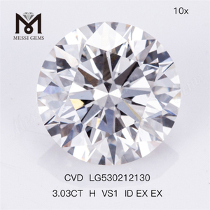 Preço do diamante cvd solto de formato redondo de 3,03 ct H por quilate