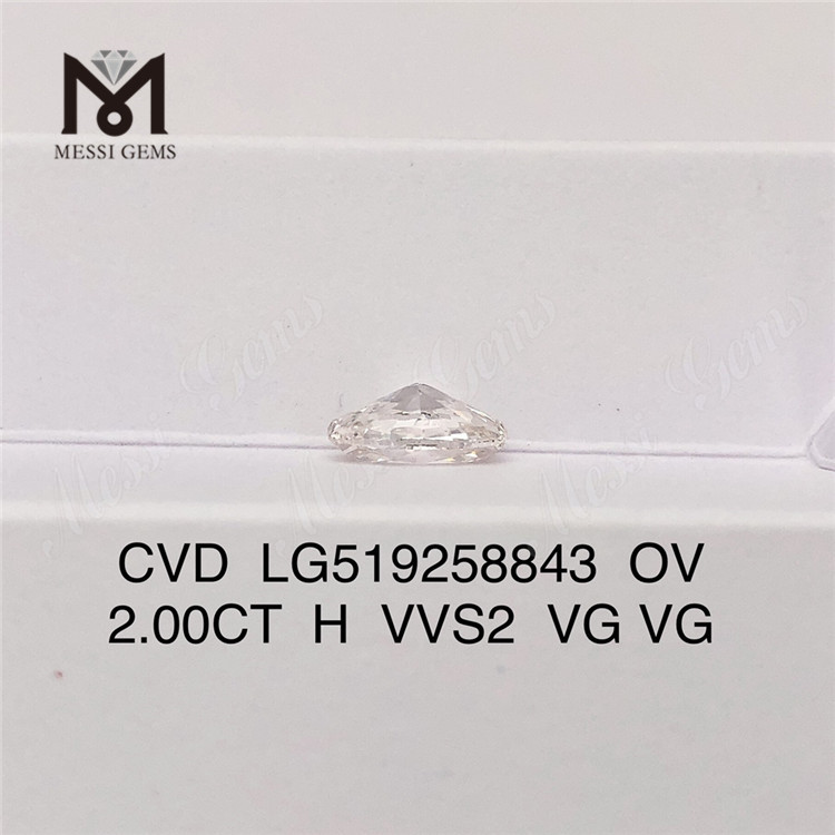 2.00ct Oval H Color HPHT vvs Diamante Sintético VG VG