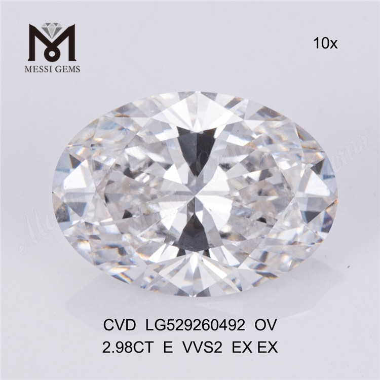 Diamante cvd cor E de 2,98 ct oval vvs diamantes soltos cultivados em laboratório IGI