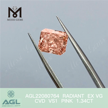1,34 quilates de diamantes soltos cor-de-rosa à venda diamante cvd com corte radiante