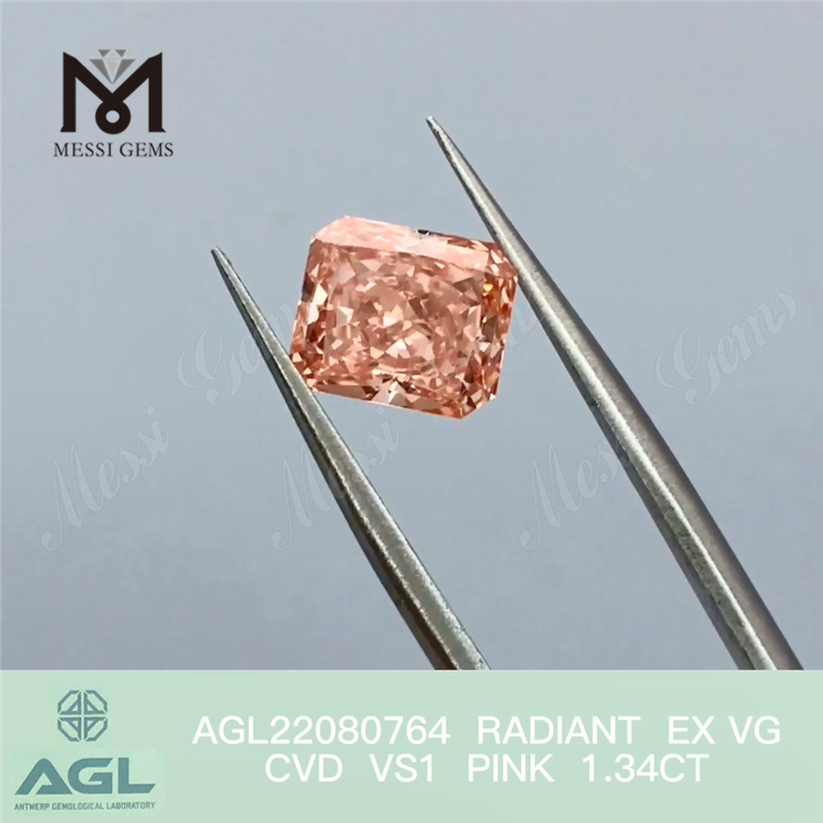 1,34 quilates de diamantes soltos cor-de-rosa à venda diamante cvd com corte radiante