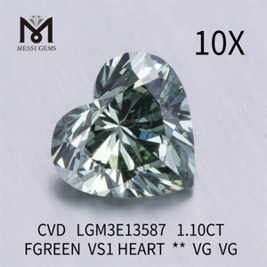 1.10CT FGREEN VS1 HEART VG VG fabricante de diamantes cultivados em laboratório CVD LGM3E13587