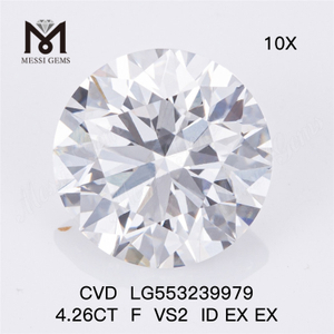 4.26CT F VS2 ID EX EX diamante de laboratório RD diamante cultivado em laboratório CVD