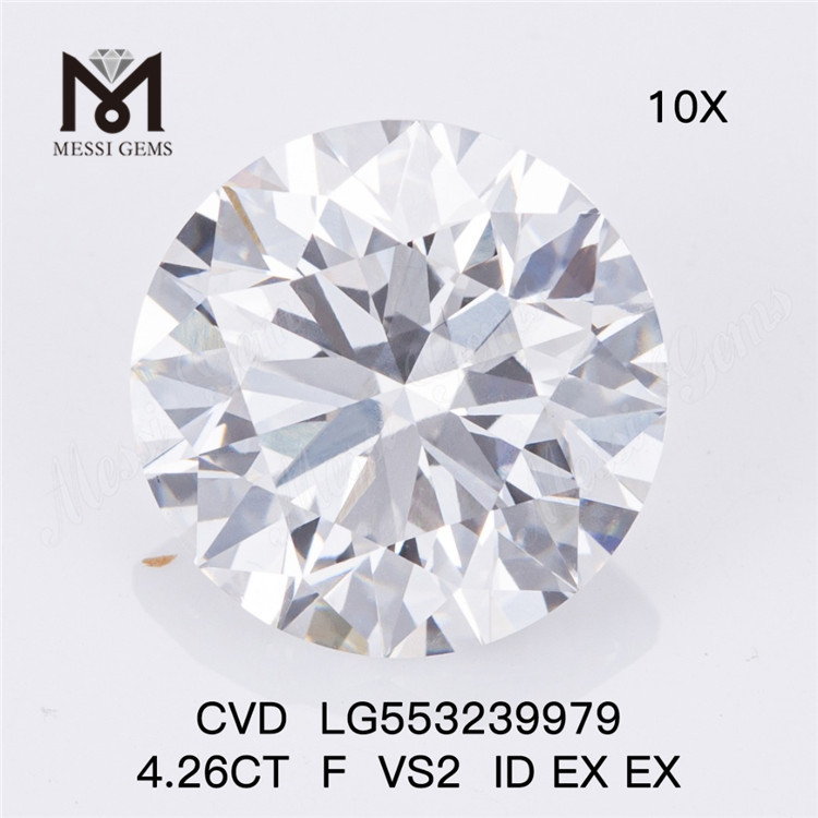 4.26CT F VS2 ID EX EX diamante de laboratório RD diamante cultivado em laboratório CVD