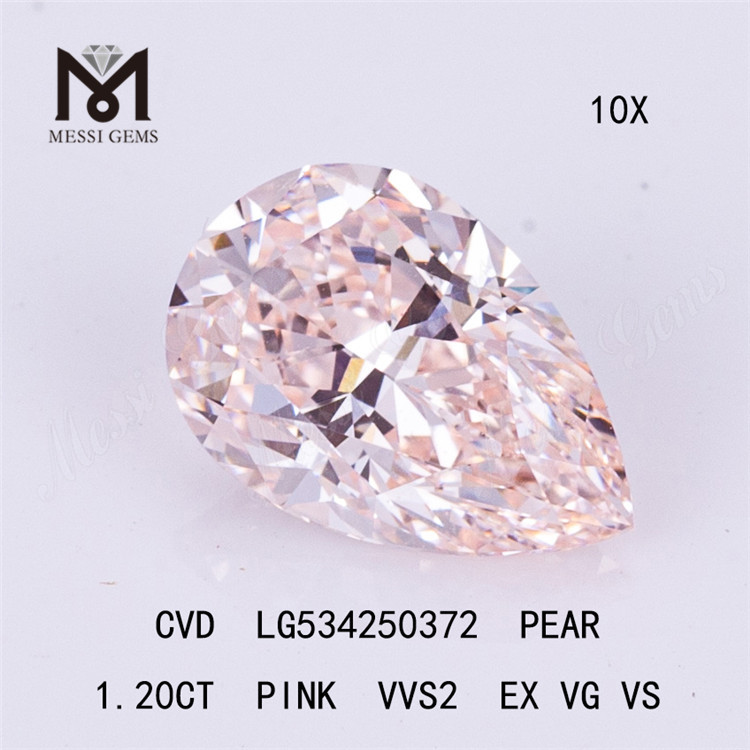 Diamantes de laboratório PEAR cvd de 1,20 ct Cor rosa Diamantes de laboratório soltos preço de fábrica