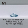 4.21CT VS1 VG EX PEAR FANCY VIVID BLUE barato diamantes feitos em laboratório CVD LG578349020