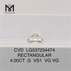 Diamante de laboratório branco solto retangular 4 ct G 4 ct grande diamante sintético por atacado orice