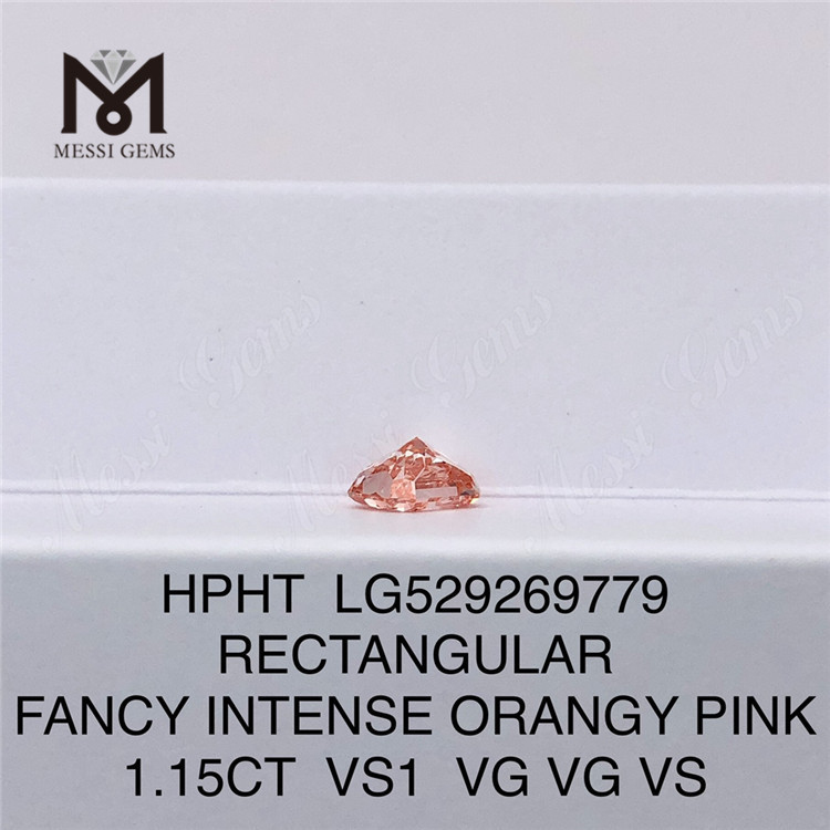 1,15 ct RETANGULAR FANTÁSTICO LARANJA INTENSO ROSA VS1 laboratório diamante HPHT LG529269779