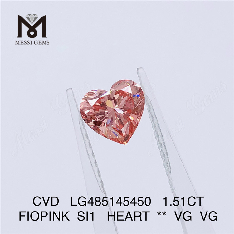 1.51CT FIOPINK SI1 HEART VG VG atacado laboratório criado diamantes CVD LG485145450