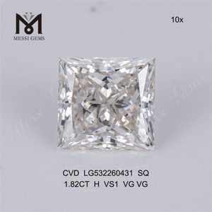 Diamantes quadrados soltos feitos pelo homem de 1,82 quilates Preço favtory de diamante quadrado solto de laboratório