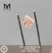1.52CT SQ FANCY PINK VS1 CVD diamante cultivado fraco LG647442168 