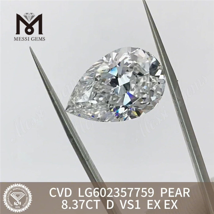 8.37CT D VS1 PEAR 8ct diamante cvd cultivado em laboratório Ético e acessível LG602357759丨Messigems