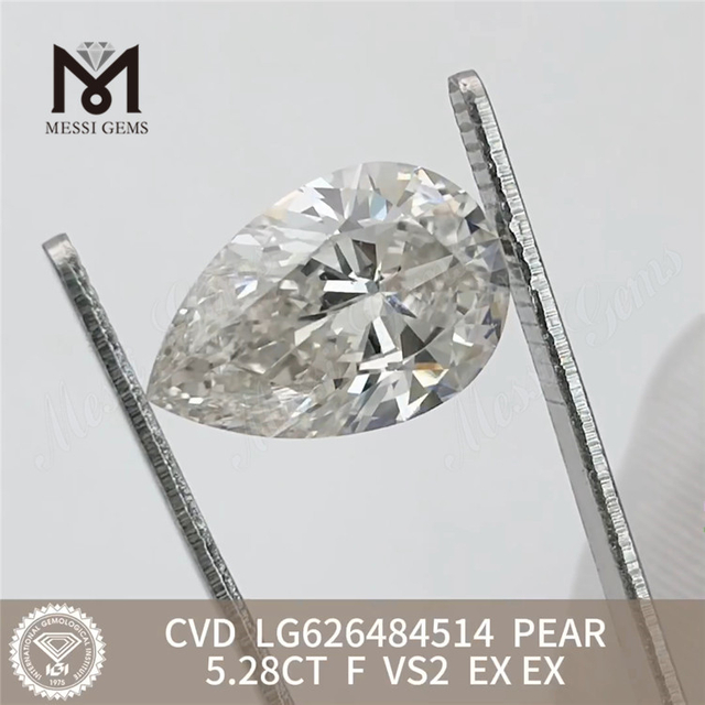 Diamantes certificados 5.28CT F VS2 Pear IGI CVD LG626484514丨Messigems