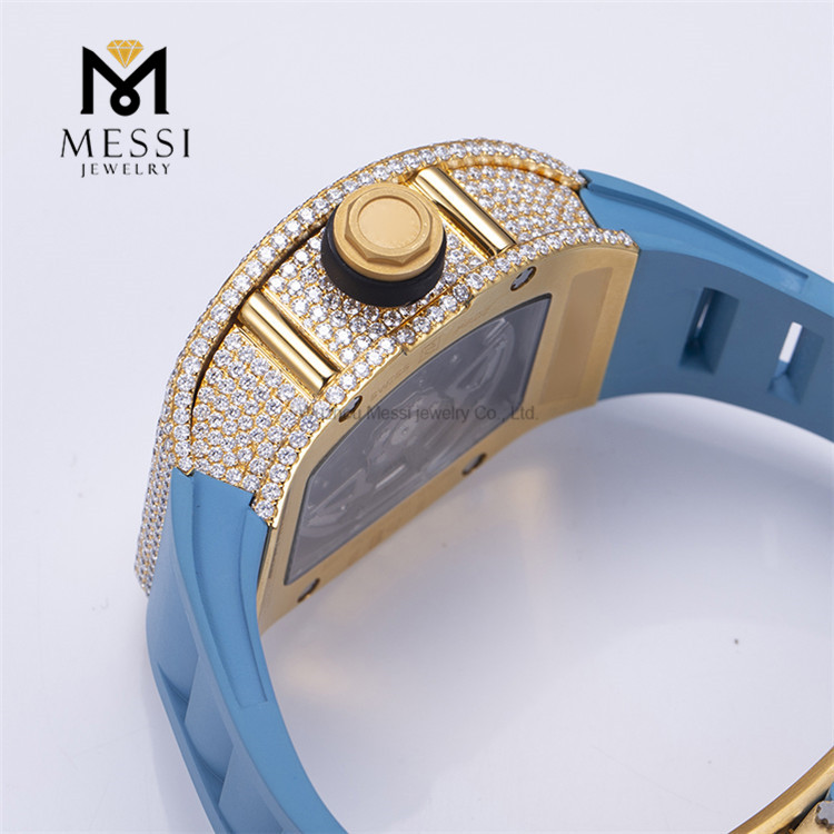 A cor personalizada VVS do verificador da passagem congelou o relógio da marca do diamante de Moissanite