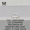 Diamante cultivado em laboratório de 4,82 quilates D VVS2 com corte RETANGULAR CVD LG597359294 丨Messigems