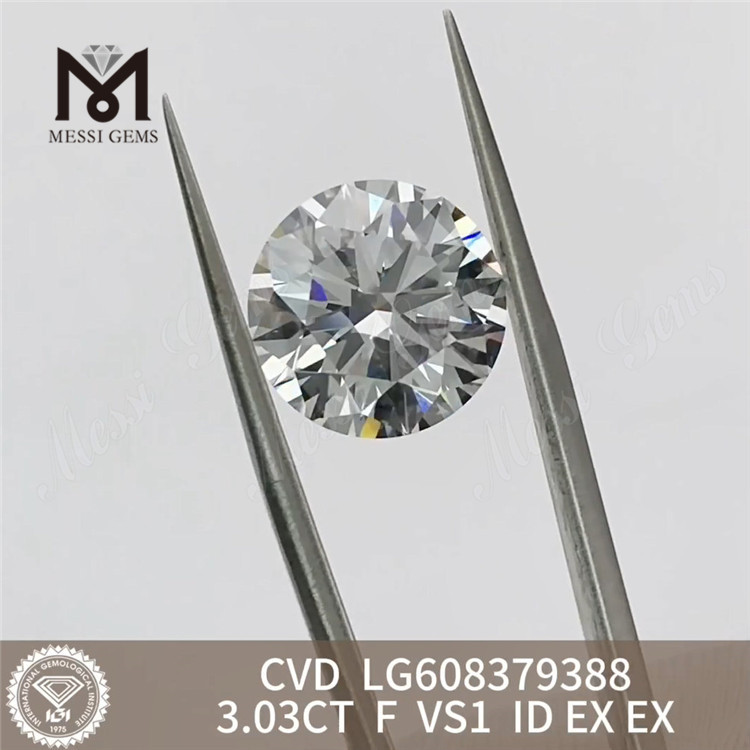 3.03CT F VS1 RD 3ct diamante cvd cultivado em laboratório de origem ética丨Messigems LG608379388 