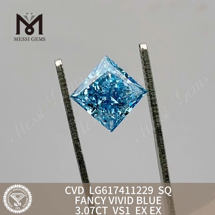 3.07CT VS1 SQ FANCY VIVID BLUE laboratório diamante custo IGI Certified Sustainable Sparkle丨Messigems CVD LG617411229 