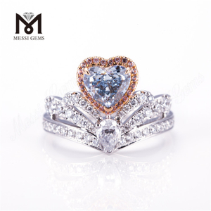 Anel de diamante em forma de coração 1 quilate ouro branco 18K anel de diamante cultivado em laboratório