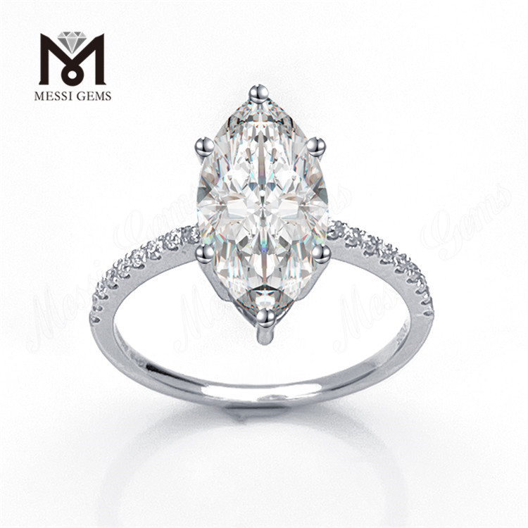 Anel de diamante marquise de ouro branco 14k 18k IGI 3 quilates moda
