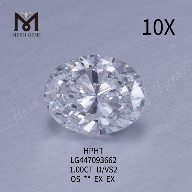Diamantes de laboratório OVAL de grau de clareza D VS2 de 1,00 quilates HPHT