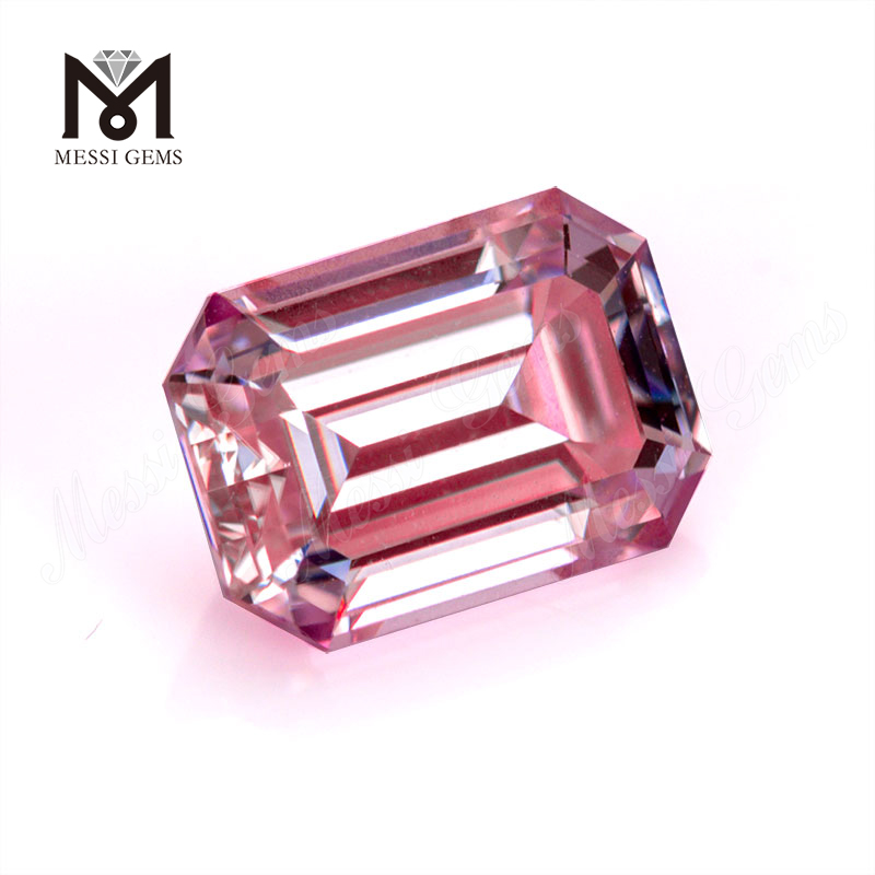 Preço de fábrica 1 quilate 6.5x5mm rosa VVS Moissanite pedra corte esmeralda para fabricação de joias