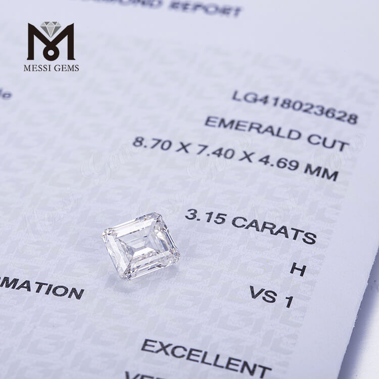 diamantes criados em laboratório hpht 3,15 quilates H VSI1 EX branco CORTE EMERALD hpht