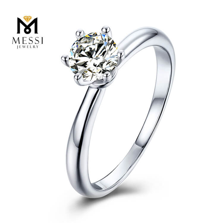 Anel de prata esterlina 925 joias banhado a ouro 14k presente feminino 1 ct anel de diamante moissanita