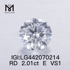 2,01 quilates E VS1 redondo barato gemas cultivadas em laboratório diamante 3EX preço barato