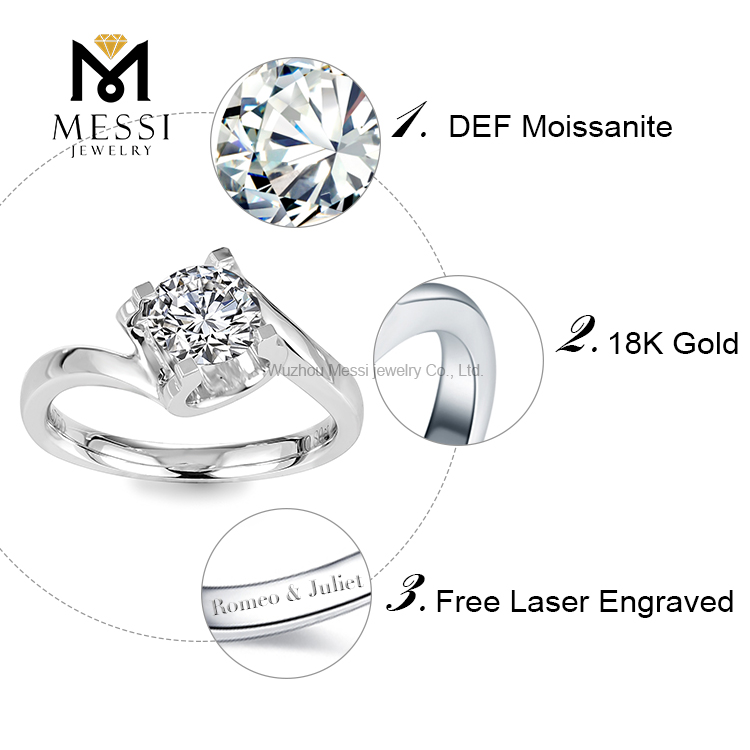 1 ct 14k 18k anéis de casamento moissanite anel de ouro para venda