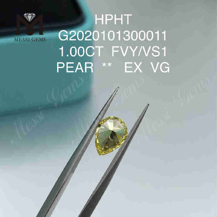 1 ct FVY VS1 diamantes lapidação PEAR eco lab EX