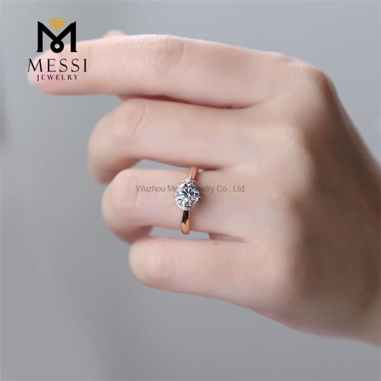 Anel de ouro rosa moissanite de 1 quilates Bar Setting anéis de casamento moissanite