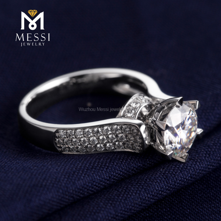 Anéis de diamante sintético DEF cvd de 1,5 quilates 14k 18k ouro branco noivado anel de diamante de casamento