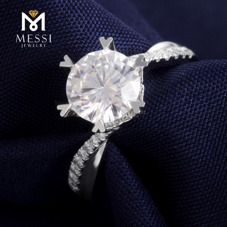 Anel de casamento moissanite 1.5ct anel de casamento moissanite moda anéis de ouro branco para mulheres