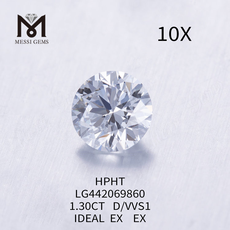 Diamante cultivado D VVS1lab 1,30 quilates Diamantes sintéticos soltos redondos IDEAL