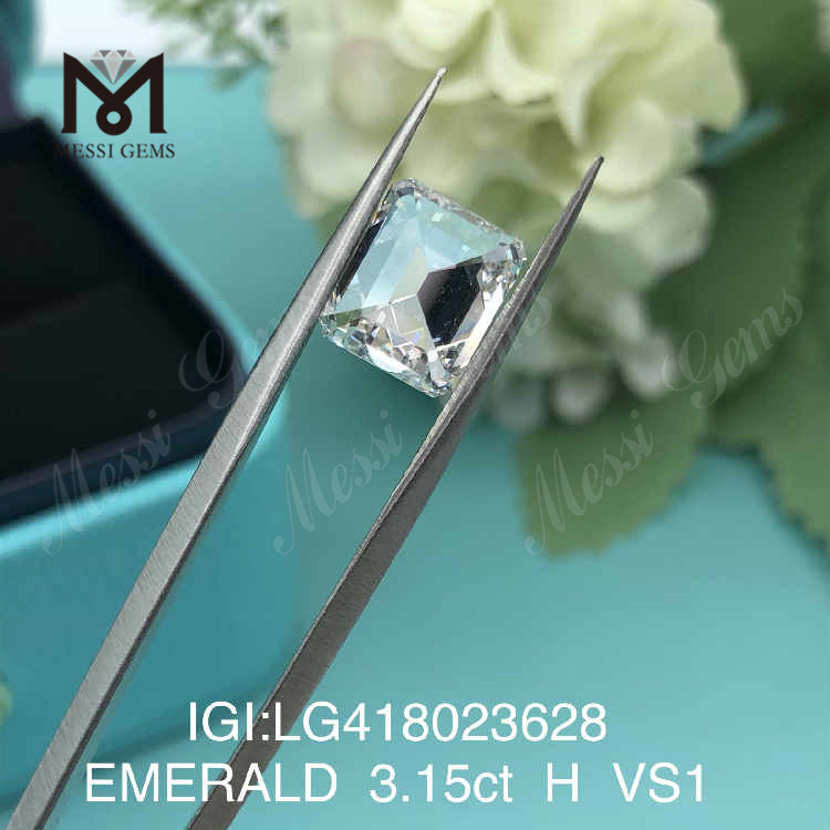 Diamante de laboratório com corte esmeralda 3,15CT H/VS1 EX VG