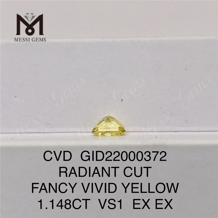 GID22000372 1.148CT CVD CORTE RADIANTE FANTÁSTICO VÍVIDO AMARELO VS1 EX EX Preço de atacado de diamantes sintéticos