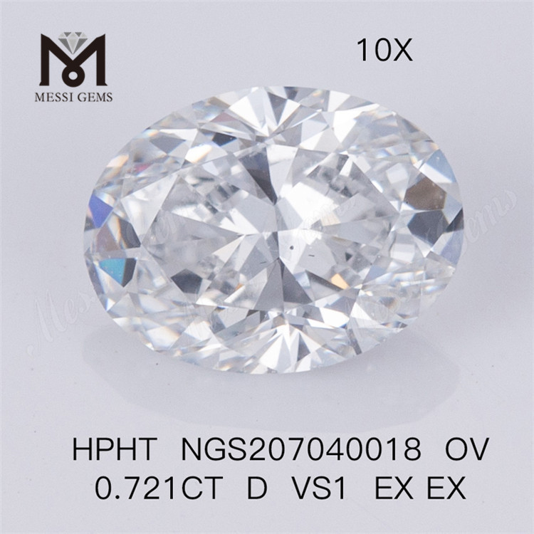 0,721CT CORTE OVAL HPHT D VS1 EX EX Lab Diamante pedra