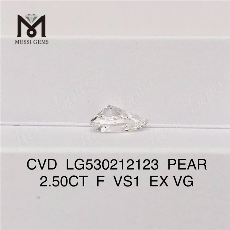 Diamante 2,5 CT cultivado em laboratório CVD F VS Pear 2,5 diamante cultivado em laboratório 